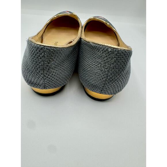 Charlotte Olympia Iconic Raffia Grey Kitty Flats Size 38 Rare ASO Taylor Swift - Picture 2 of 8